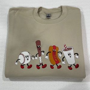 Brand New, Never Worn. Retro Baseball Sand Crewneck, Size Medium